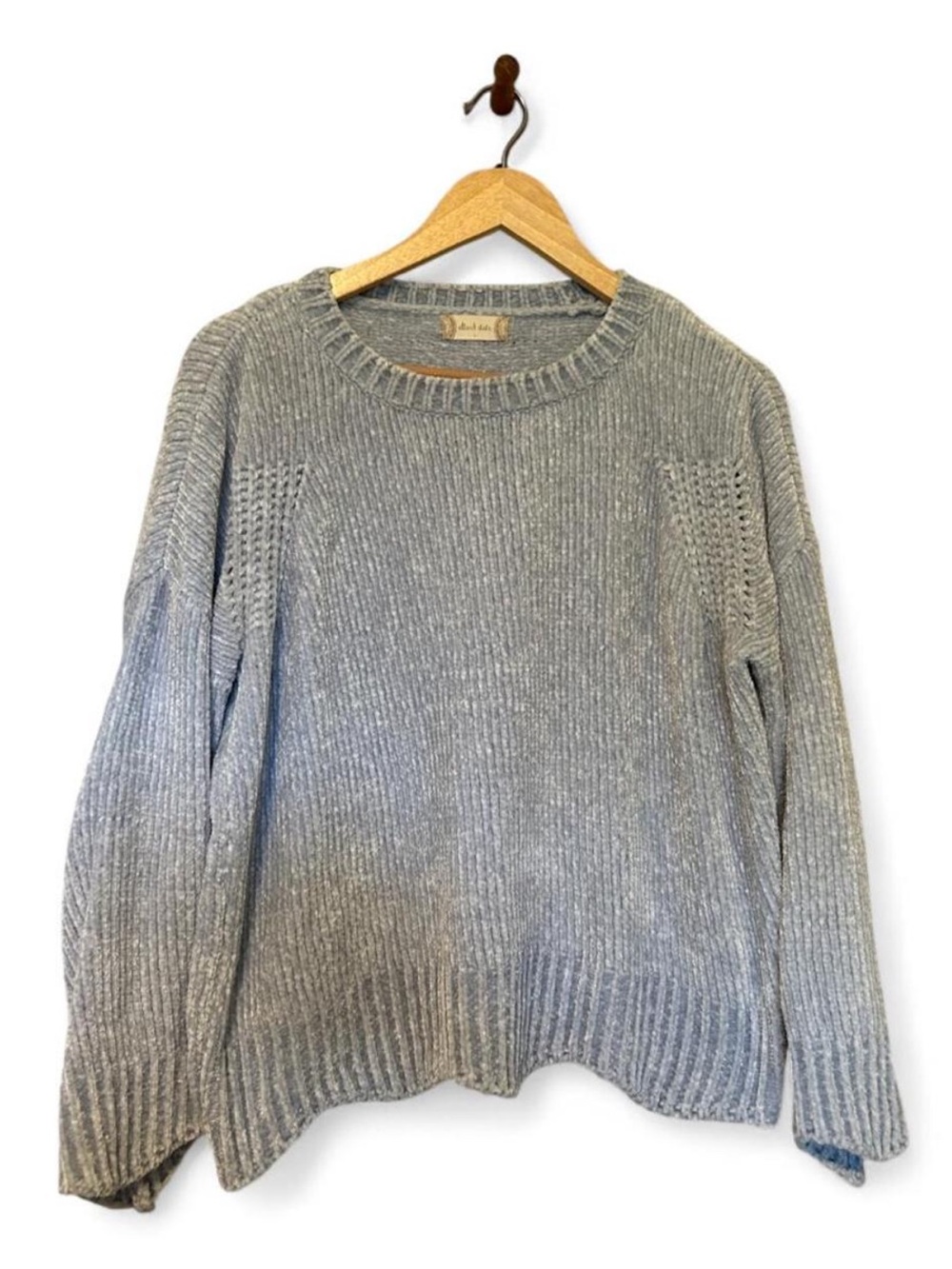 Altar'd State Light Blue Chenille Scallop Hem Sweater